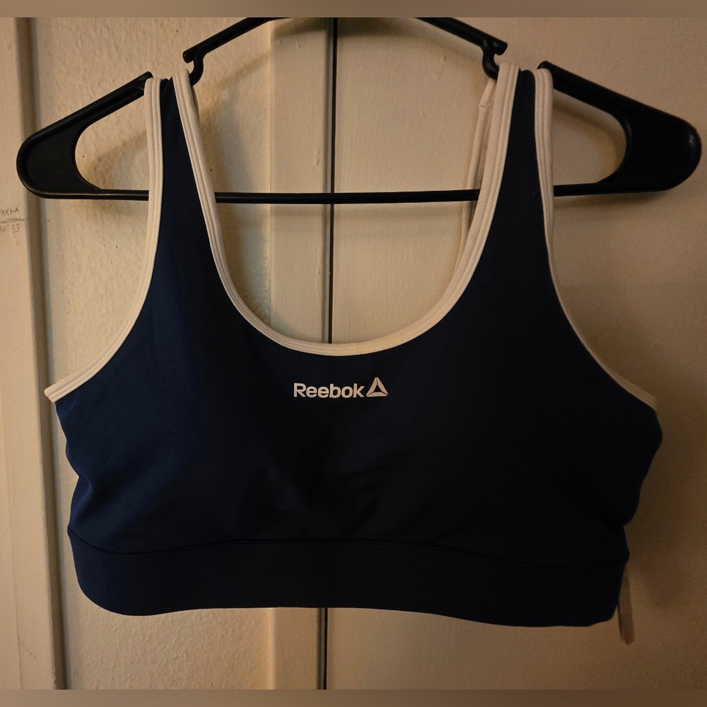Reebok Navy & White Padded Athletic Sports Bra